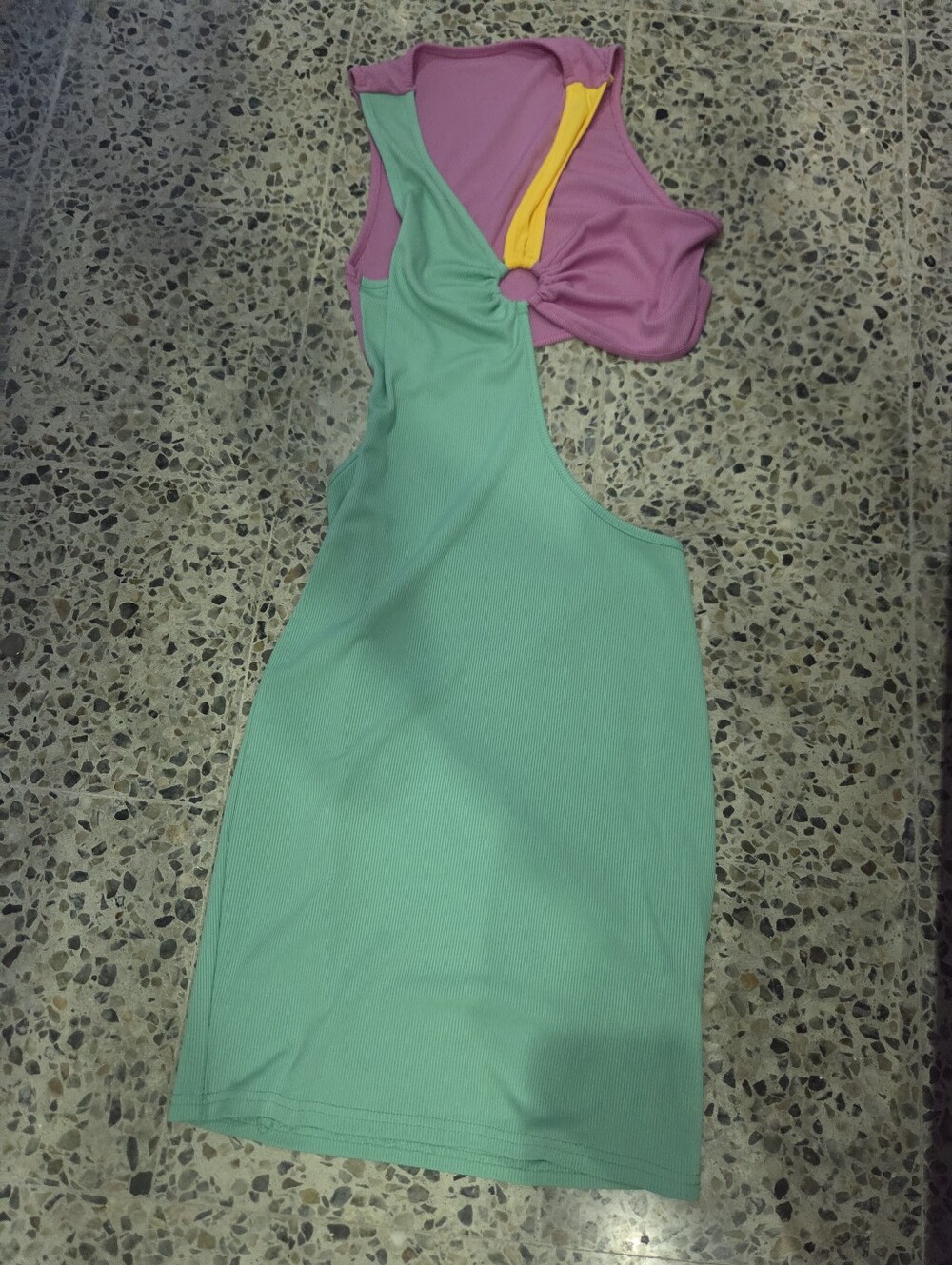 Womans Colorblock One-Piece Swim Suit - Mint, Pink & Yellow